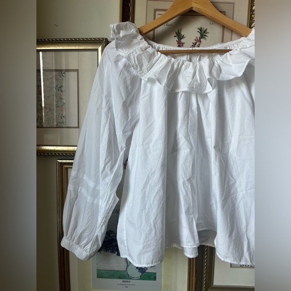 Wilfred Aritzia Verbena Poplin White Frill Collar Long Sleeve Top Blouse XS - Picture 7 of 13